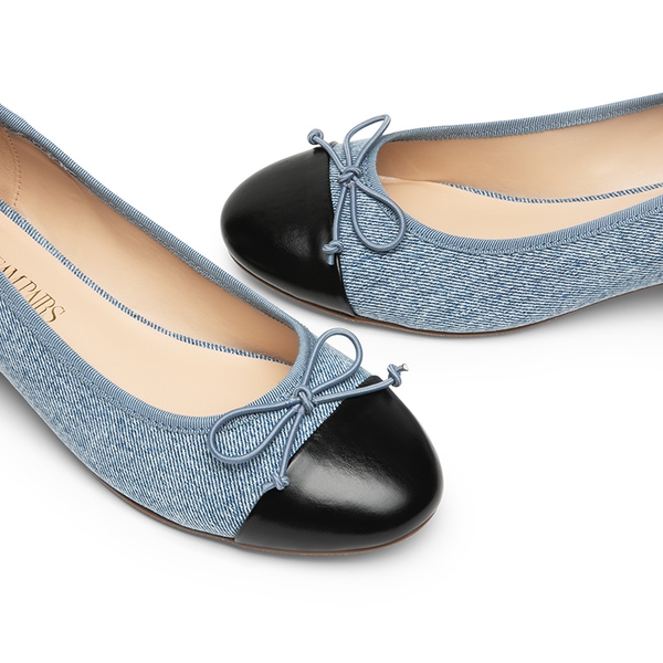 Bow Ballet Pumps - DENIM BLUE BLACK - 6